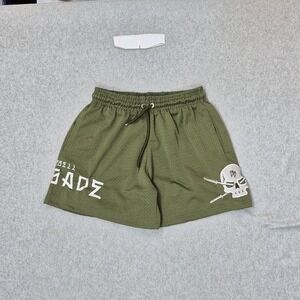 Barbell Brigade Men Activewear Shorts S Green Embroidered Athletic Shorts Mesh‎